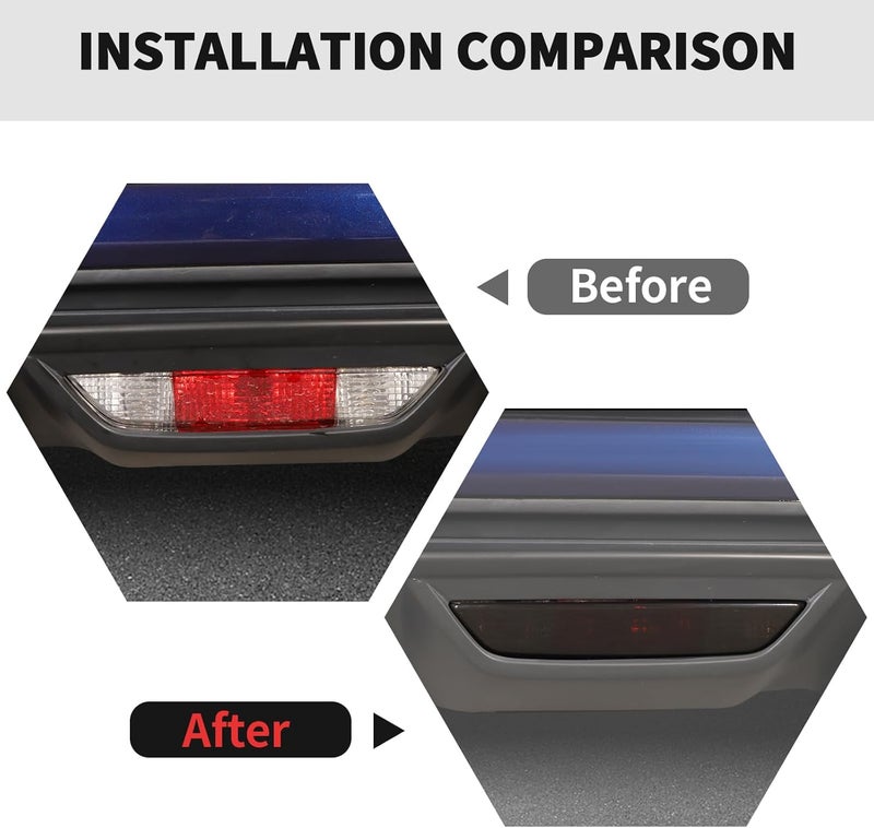 RT-TCZ Smoked Black Rear Fog Light Lamp Trim Cover Decoration Exterior Accessories for Ford Mustang 2018-2023 - Image 2